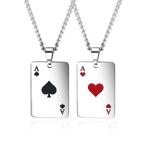 pendant necklaces european and american fashion titanium steel necklace creative poker card hearts spades a trend men women, Silver
pendant necklaces european and american fashion titanium steel necklace creative poker card hearts spades a trend men women, Silver
