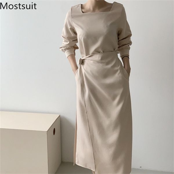 korean office ladies women long dress full sleeve square collar belted dresses elegant solid fashion vestidos femme 210513, Black;gray
korean office ladies women long dress full sleeve square collar belted dresses elegant solid fashion vestidos femme 210513, Black;gray