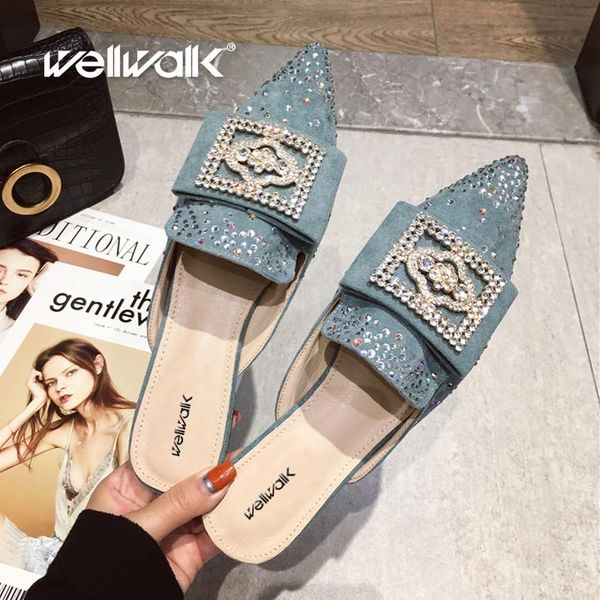 slippers fashion mule women flat shoes pointed toe buckle slides female color rhinestone shoe woman funny slipper, Black
slippers fashion mule women flat shoes pointed toe buckle slides female color rhinestone shoe woman funny slipper, Black