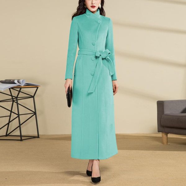 women's wool & blends retro single breasted coat women winter fashion mandarin collar cashmere trench warm woolen overcoats with belt f, Black
women's wool & blends retro single breasted coat women winter fashion mandarin collar cashmere trench warm woolen overcoats with belt f, Black