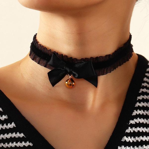 chokers elastic black lace bow-knot choker necklaces for women fashion bow gold bell pendant necklace girl goth jewelry couple gift, Golden;silver
chokers elastic black lace bow-knot choker necklaces for women fashion bow gold bell pendant necklace girl goth jewelry couple gift, Golden;silver