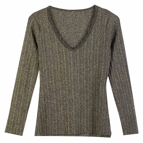 women's sweaters v-neck woman shiny gold lurex bodycon sweater long sleeve ladies jumpers fashion knitted pullover, White;black
women's sweaters v-neck woman shiny gold lurex bodycon sweater long sleeve ladies jumpers fashion knitted pullover, White;black
