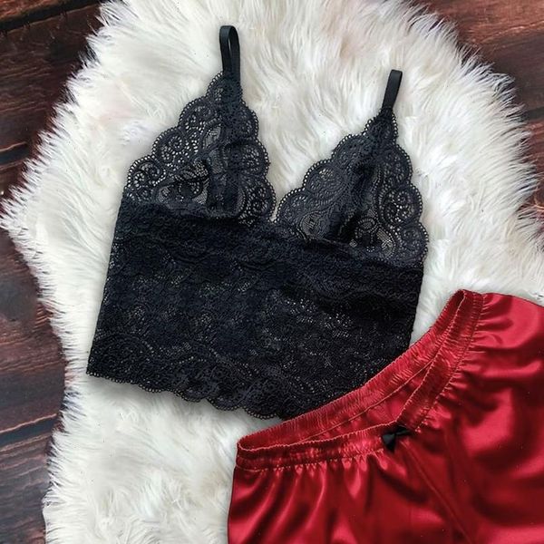 set satin v neck womens sleepwears camisole sling lingerie lace underwear and shorts pajama bayan babydoll combinaison stitch, Black;red
set satin v neck womens sleepwears camisole sling lingerie lace underwear and shorts pajama bayan babydoll combinaison stitch, Black;red