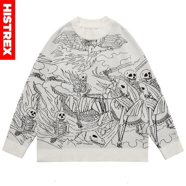 histrex gothic skeleton sweaters for men and women, knitwear, vintage y2k informal large sweaters, 2021, White;black
histrex gothic skeleton sweaters for men and women, knitwear, vintage y2k informal large sweaters, 2021, White;black
