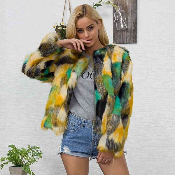 women's & faux hairy fluffy fur coat women winter thicken warm long sleeve o-neck slim contrast color outerwear jacket parkas plus size, Black
women's & faux hairy fluffy fur coat women winter thicken warm long sleeve o-neck slim contrast color outerwear jacket parkas plus size, Black