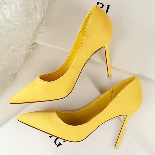 Dress Shoes Women 10cm High Heels Green Purple Burgundy Pumps Lady Flock Classic Scarpin Wedding Bridal Plus Size 43 Party Prom