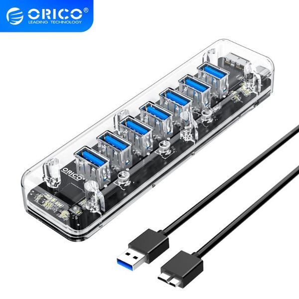 hubs orico transparent series usb hub 7 4 port 3.0 splitter with dual micro power interface support otg for mac/windows/linux
hubs orico transparent series usb hub 7 4 port 3.0 splitter with dual micro power interface support otg for mac/windows/linux