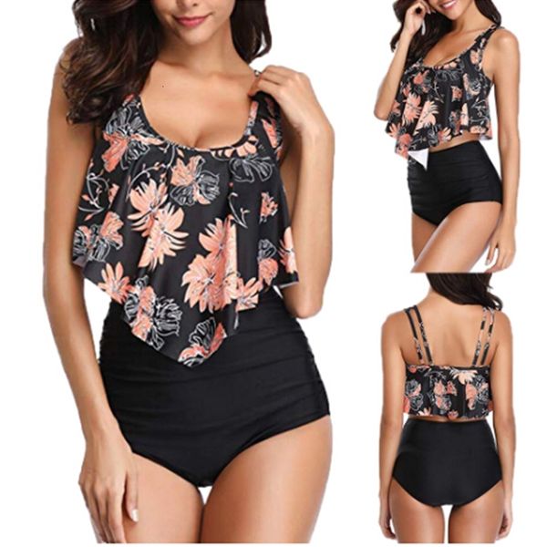 women's swimwear bikini women two piece plus size backless halter floral printed set patchwork beachwear pluz biquini, White;black
women's swimwear bikini women two piece plus size backless halter floral printed set patchwork beachwear pluz biquini, White;black