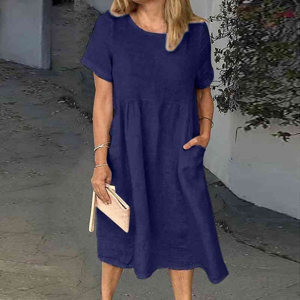 summer dresses for women solid color short-sleeve womens dress o-neck pocket cotton and linen dress vestido de mujer, Black;gray
summer dresses for women solid color short-sleeve womens dress o-neck pocket cotton and linen dress vestido de mujer, Black;gray