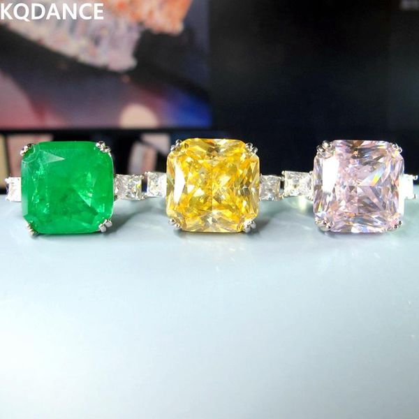 sterling silver rings with simulated yellow green pink moissanite diamond z citrine emerald ring for women wedding gift cluster, Golden;silver 
sterling silver rings with simulated yellow green pink moissanite diamond z citrine emerald ring for women wedding gift cluster, Golden;silver