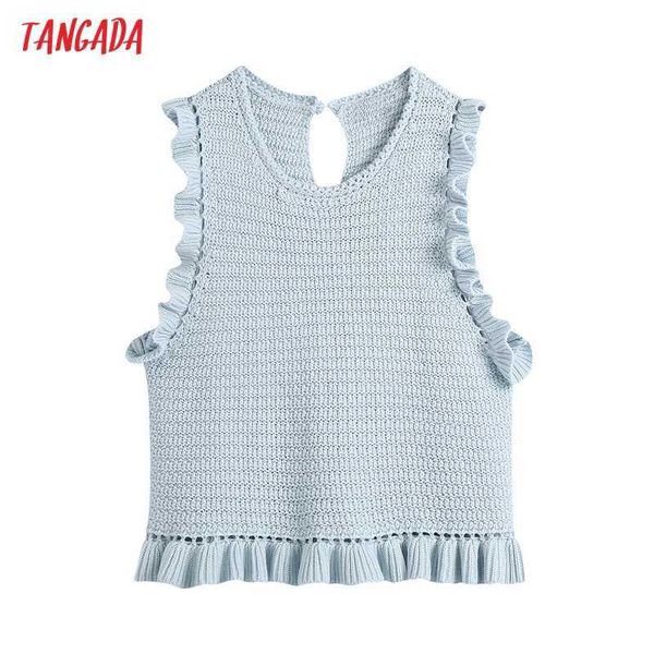 tangada women sweet blue ruffled cropped knit crochet vest sweater vintage sleeveless female waistcoat chic be750 210609, White
tangada women sweet blue ruffled cropped knit crochet vest sweater vintage sleeveless female waistcoat chic be750 210609, White