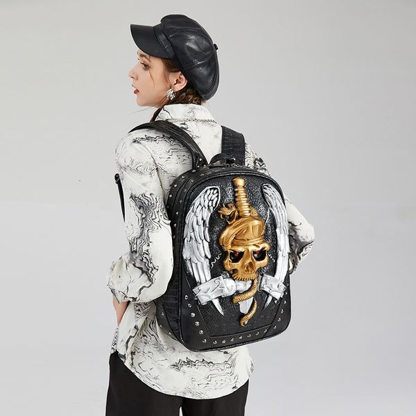 bags wallet backpack street trend embossed 3d punk big creative fashion cool men's and women's personalized computer bag, Black;red
bags wallet backpack street trend embossed 3d punk big creative fashion cool men's and women's personalized computer bag, Black;red