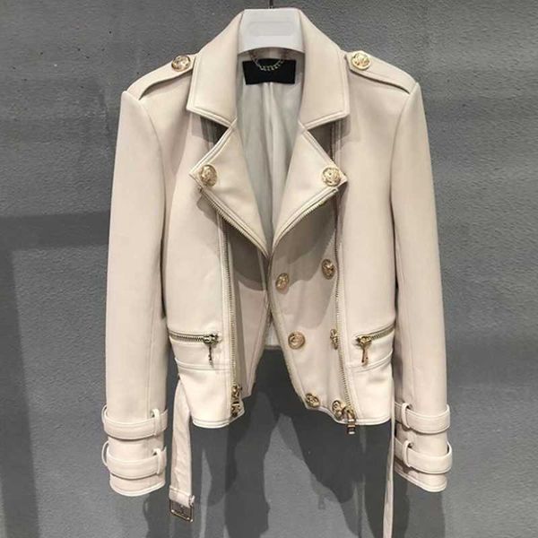 women's leather & faux motorcycle jacket ladies autumn and winter 2021 fashion double-breasted buttons, Black
women's leather & faux motorcycle jacket ladies autumn and winter 2021 fashion double-breasted buttons, Black