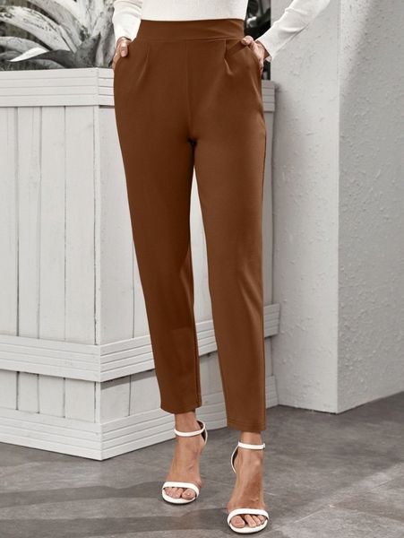 high-rise slant pocket tapered pants k3iq#, Black;white