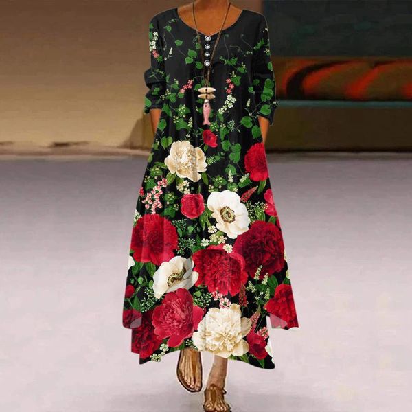 casual dresses boho long dress elegant women floral print v neck sleeve button irregular loose maxi vestidos party, Black;gray
casual dresses boho long dress elegant women floral print v neck sleeve button irregular loose maxi vestidos party, Black;gray