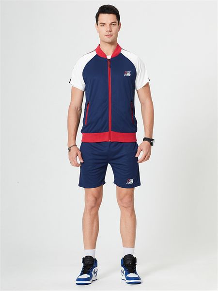 men's summer sports 2pcs tracksuits cardigan stripe print short sleeve mens sportswear casual male active two piece sets, Gray
men's summer sports 2pcs tracksuits cardigan stripe print short sleeve mens sportswear casual male active two piece sets, Gray