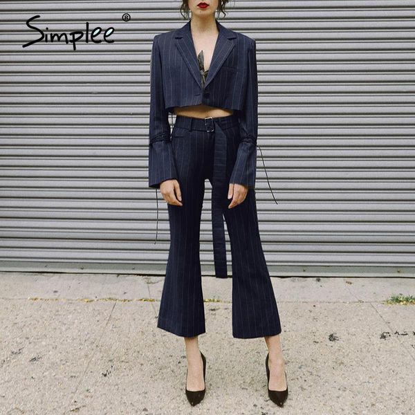 simplee two pieces navy blue autumn winter pant suits high street fashion women stripe jumpsuit lace up bell bottom sets 2021 women's p, White
simplee two pieces navy blue autumn winter pant suits high street fashion women stripe jumpsuit lace up bell bottom sets 2021 women's p, White