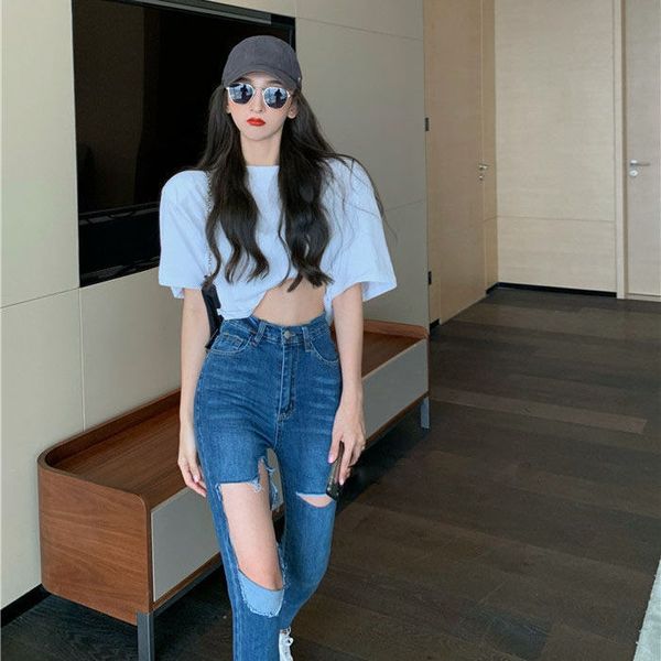 kog287 blue hole in blue jeans female summer new tall waist cultivate one's morality show elastic foot pencil pants nine
kog287 blue hole in blue jeans female summer new tall waist cultivate one's morality show elastic foot pencil pants nine