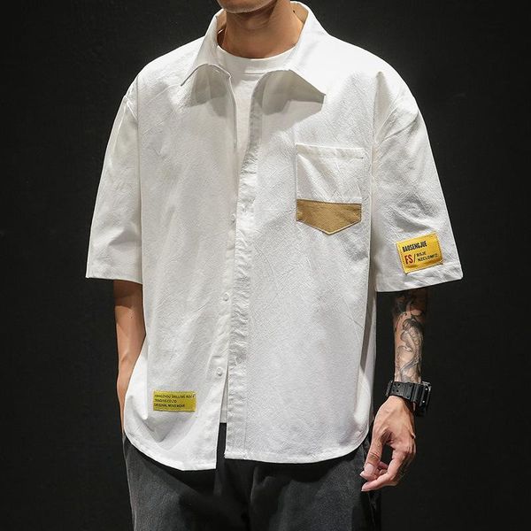 japan style white short sleeve casual shirts men black fashion loose male oversized cotton military summer social shirt men's, White;black
japan style white short sleeve casual shirts men black fashion loose male oversized cotton military summer social shirt men's, White;black