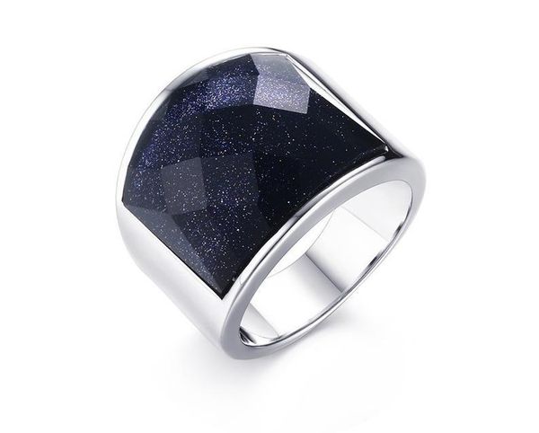 cluster rings 19mm stainless steel blue sandstone ring, Golden;silver 
cluster rings 19mm stainless steel blue sandstone ring, Golden;silver