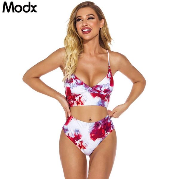 women's swimwear modx 2021 tie-dye printed split 2 piece bikinis set women high waist padded push-up beachwear fashion red swimsuit, White;black
women's swimwear modx 2021 tie-dye printed split 2 piece bikinis set women high waist padded push-up beachwear fashion red swimsuit, White;black