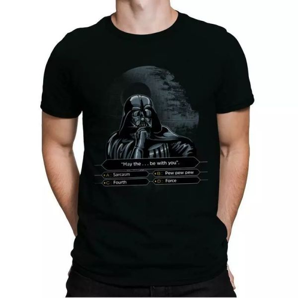 wants to be millionaire space wars show mashup funny black t-shirt, White;black