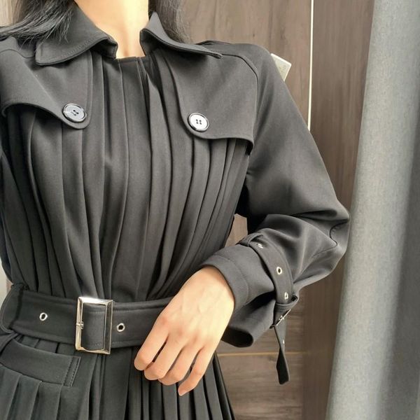 women's trench coats autumn windbreakers outerwear womens overcoat ladies elegant black designer single breasted sashes pleated office, Tan;black
women's trench coats autumn windbreakers outerwear womens overcoat ladies elegant black designer single breasted sashes pleated office, Tan;black