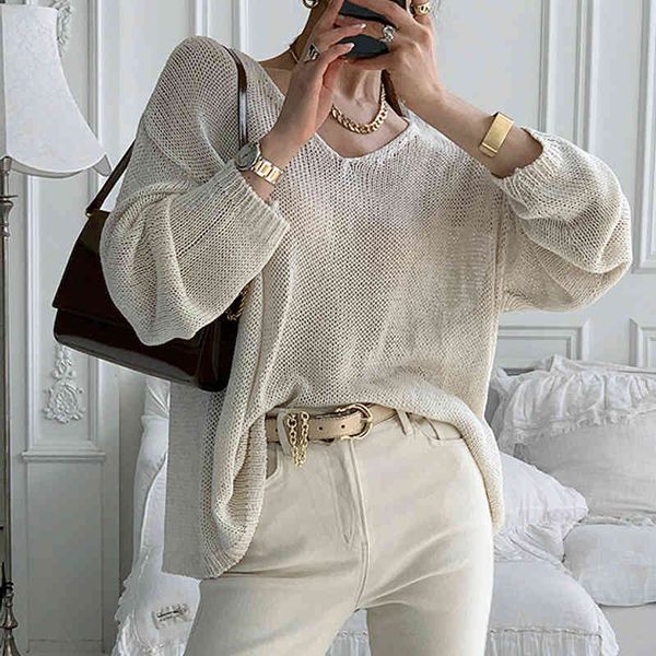 new female sweater women summer pullover knitting overszie long sleeve girls loose sweaters knitted outerwear thin 210420, White;black
new female sweater women summer pullover knitting overszie long sleeve girls loose sweaters knitted outerwear thin 210420, White;black