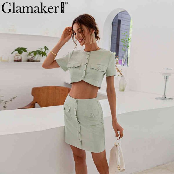 glamaker o neck short sleeve suit set women crop and skirt two piece set summer fashion ladies co ord club outfits 210414, White
glamaker o neck short sleeve suit set women crop and skirt two piece set summer fashion ladies co ord club outfits 210414, White