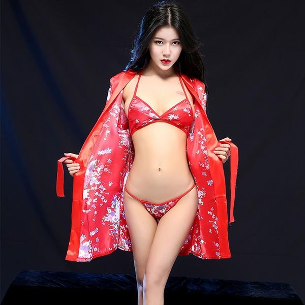 3pc robes pajamas set womens sleepwears dressing night gown flower print bathrobes ladies lingerie sleepwear, Black;red
3pc robes pajamas set womens sleepwears dressing night gown flower print bathrobes ladies lingerie sleepwear, Black;red