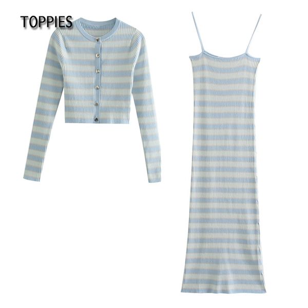 ies summer striped dress set woman long sleeve knitted t-shirts slim bodycon camisole dress 210412, Black;gray
ies summer striped dress set woman long sleeve knitted t-shirts slim bodycon camisole dress 210412, Black;gray