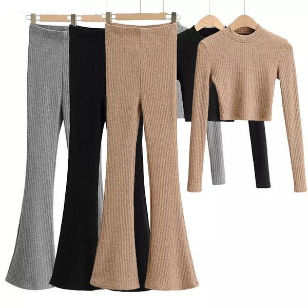 women's two piece pants turtleneck sweater mopping flared two-piece suit spring/autumn elastic waist, White
women's two piece pants turtleneck sweater mopping flared two-piece suit spring/autumn elastic waist, White