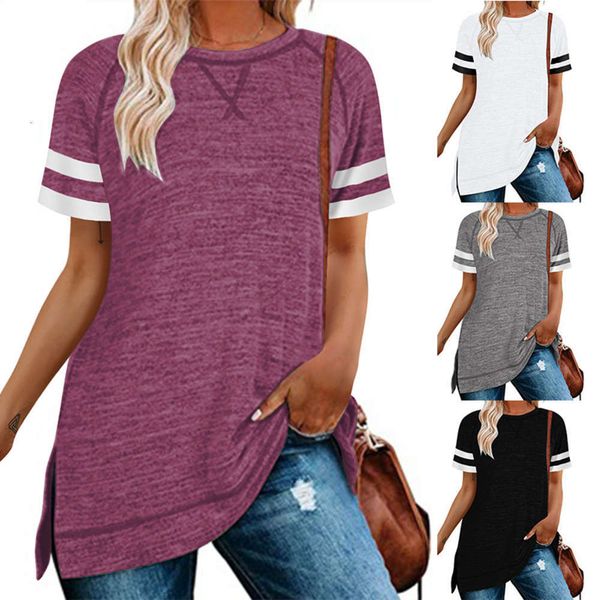 casual dresses 2021 summer women's round neck split short sve ribbon splicing t-shirt, Black;gray
casual dresses 2021 summer women's round neck split short sve ribbon splicing t-shirt, Black;gray