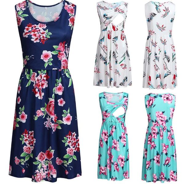 maternity dresses summer women floral sleeveless vest with pockets nursing breastfeeding fashion long dress, White
maternity dresses summer women floral sleeveless vest with pockets nursing breastfeeding fashion long dress, White