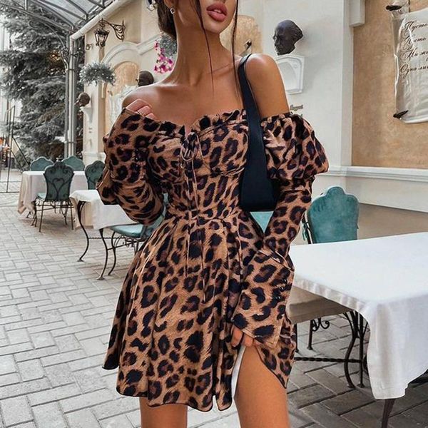 casual dresses fashion slash neck leopard women elegant lantern sleeve dress collected waisted ladies, Black;gray
casual dresses fashion slash neck leopard women elegant lantern sleeve dress collected waisted ladies, Black;gray