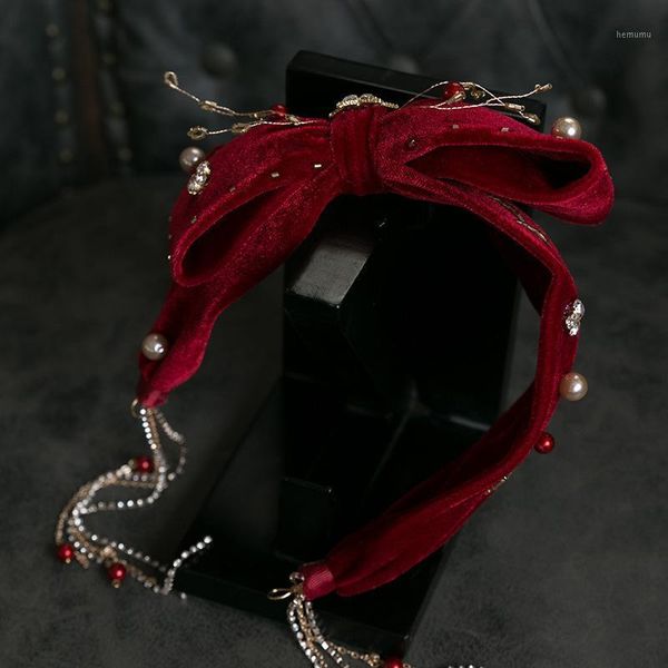 velvet bowknot beaded headband retro long tassel crystal pearl headwear bride wedding hair accessories1
velvet bowknot beaded headband retro long tassel crystal pearl headwear bride wedding hair accessories1