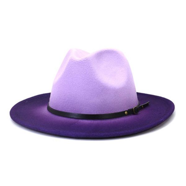 wide brim hats women's hat fedoras men jazz caps gradient color belt band formal hip hop street women winter pamelas y tocados para bod, Blue;gray
wide brim hats women's hat fedoras men jazz caps gradient color belt band formal hip hop street women winter pamelas y tocados para bod, Blue;gray