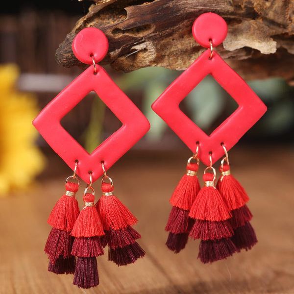 dangle & chandelier manual geometric cutout polymer clay rhombus triple tassel earrings for women red black color bohe jewelry gift wholesal, Silver
dangle & chandelier manual geometric cutout polymer clay rhombus triple tassel earrings for women red black color bohe jewelry gift wholesal, Silver