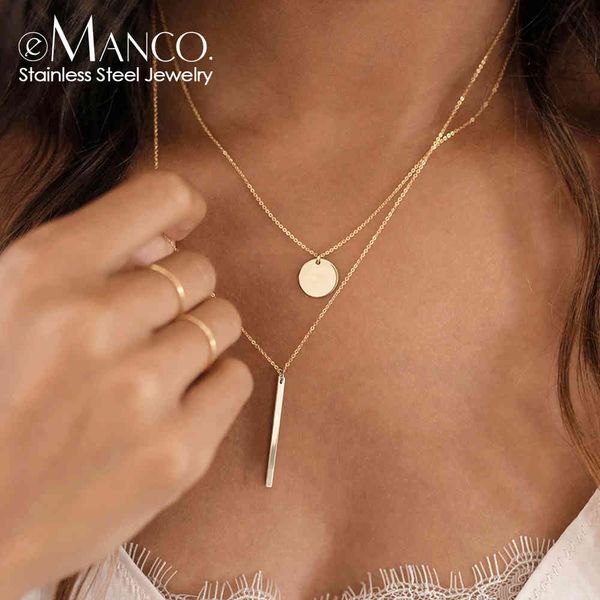 emanco 2 pcs pendants neckalce minimalist 316l stainless for women titanium steel necklace jewelry, Silver 
emanco 2 pcs pendants neckalce minimalist 316l stainless for women titanium steel necklace jewelry, Silver