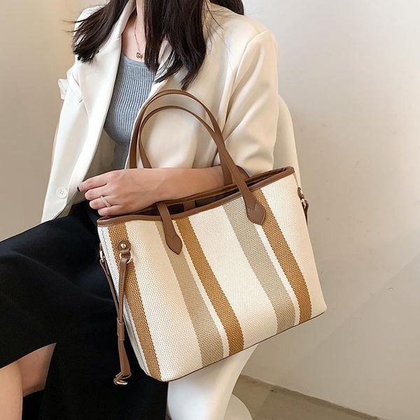 evening bags 2 pcs high capacity canvas shoulder bag for beautiful women 2021 fashion striped handbags female travel shopping purses1 
evening bags 2 pcs high capacity canvas shoulder bag for beautiful women 2021 fashion striped handbags female travel shopping purses1