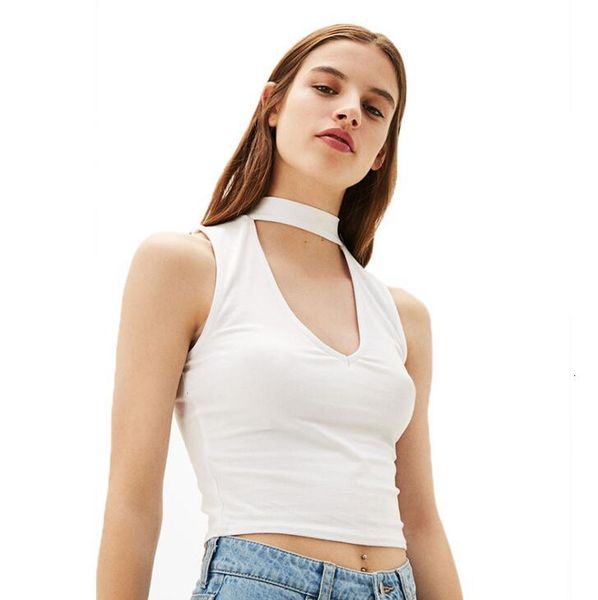 solid color halter women's slim short tees summer fashion u-neck cotton wide shoulder strap vest, White
solid color halter women's slim short tees summer fashion u-neck cotton wide shoulder strap vest, White