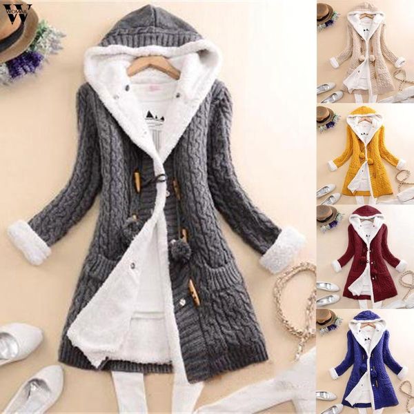 women hooded winter warm jacket loose knitted plush thick outerwear coat ladies casual pocket cashmere plus size 5xl women's jackets, Black;brown
women hooded winter warm jacket loose knitted plush thick outerwear coat ladies casual pocket cashmere plus size 5xl women's jackets, Black;brown