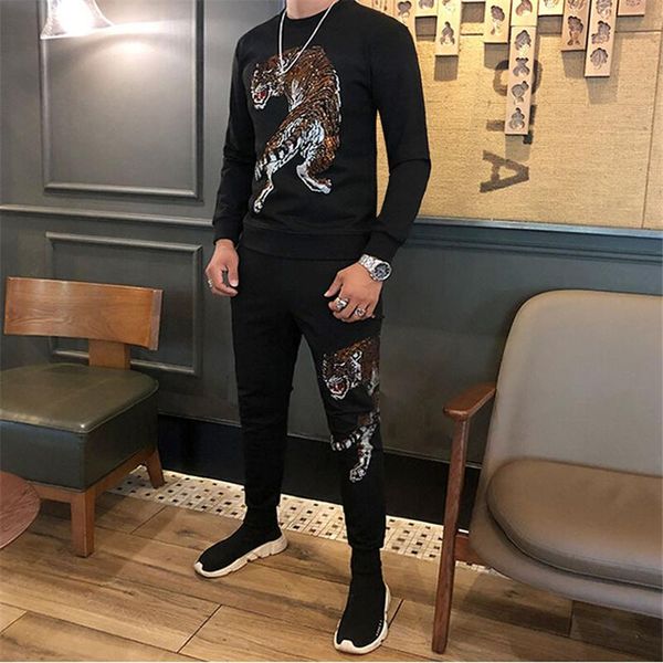 men's tracksuits 2021 drilling tiger pattern long-sleeved trousers body-building leisure clothing and, Gray
men's tracksuits 2021 drilling tiger pattern long-sleeved trousers body-building leisure clothing and, Gray