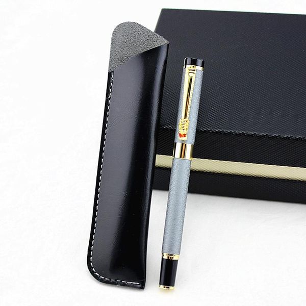 beautiful grey gold clip metal dragon fountain pen leather pencil case bag 0.5mm nib with gift box business pens
beautiful grey gold clip metal dragon fountain pen leather pencil case bag 0.5mm nib with gift box business pens