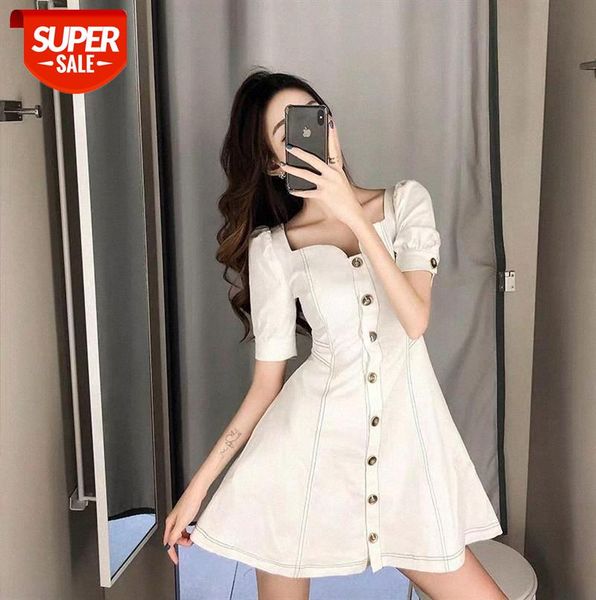 french style square neck puff sleeve white dress female gentle temperament mid-length skirt #x14f, Black;gray
french style square neck puff sleeve white dress female gentle temperament mid-length skirt #x14f, Black;gray