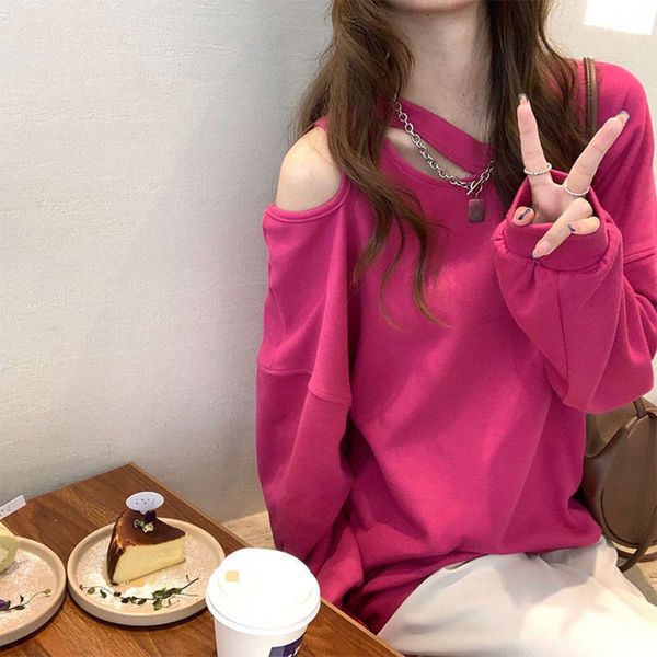 dragon fruit color spice girl sense long sleeve loose solid machine sweater women, Black
dragon fruit color spice girl sense long sleeve loose solid machine sweater women, Black