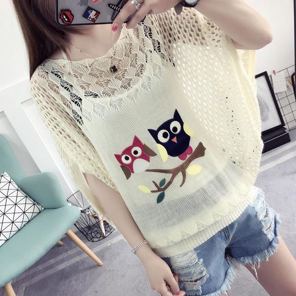 women's sweaters 2021 women fashion short batwing sleeve lace appliques thin summer knitted pullovers loose casual sweater, White;black
women's sweaters 2021 women fashion short batwing sleeve lace appliques thin summer knitted pullovers loose casual sweater, White;black