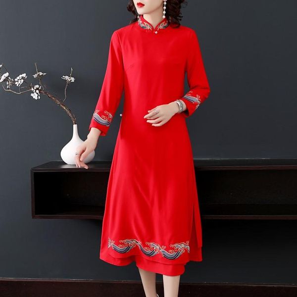 casual dresses autumn original chinese style flower embroidered big size stand collar long-sleeved slim dress for women, Black;gray
casual dresses autumn original chinese style flower embroidered big size stand collar long-sleeved slim dress for women, Black;gray