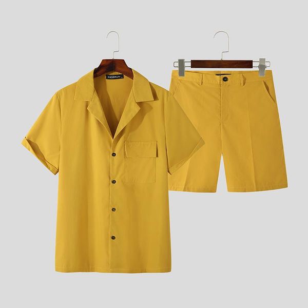 men's tracksuits fashion men casual sets solid color streetwear lapel short sleeve shirt & shorts 2021 summer suits two pieces incerun, Gray
men's tracksuits fashion men casual sets solid color streetwear lapel short sleeve shirt & shorts 2021 summer suits two pieces incerun, Gray