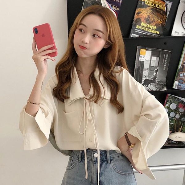 women's blouses & shirts spring autumn sweet korean style clothing fashion brand female double-layer bow tie rope simple, White
women's blouses & shirts spring autumn sweet korean style clothing fashion brand female double-layer bow tie rope simple, White